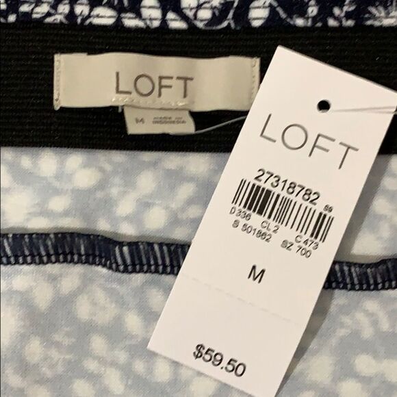 NWT LOFT Blue & White Mini A-Line Skirt — Size M - Picture 4 of 4